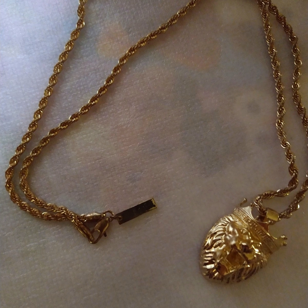 Akademiks Gold Tone King Lion Pendant Necklace